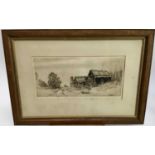 Sylvia Morgan, 1929 - 'Roadside Shanties' - Label to back reading: This etching of a roadside shanty