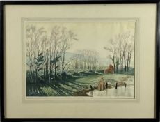 Concord and Cavendish Morton - Spring Rhapsody, 1933 colour woodblock by both brothers signed in pen