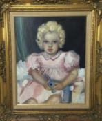 Hazel Calder-Brooke, early 20th century, oil on board - portrait of a child, 'Sandra', the artist ni