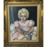 Hazel Calder-Brooke, early 20th century, oil on board - portrait of a child, 'Sandra', the artist ni