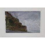 *Peter Godfrey Coker (1926-2004) watercolour - Cliffs at Quiberville, initialled, 17cm x 27cm, in gl