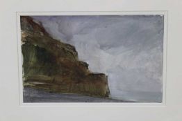 *Peter Godfrey Coker (1926-2004) watercolour - Cliffs at Quiberville, initialled, 17cm x 27cm, in gl