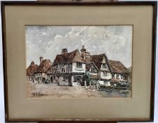 W. S. Percy (early 20th century), watercolour, study of a timbered house