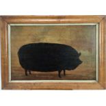 English School oil on canvas - a prize sow named 'Dunstfield Magna, the property of B. Turnbull' in