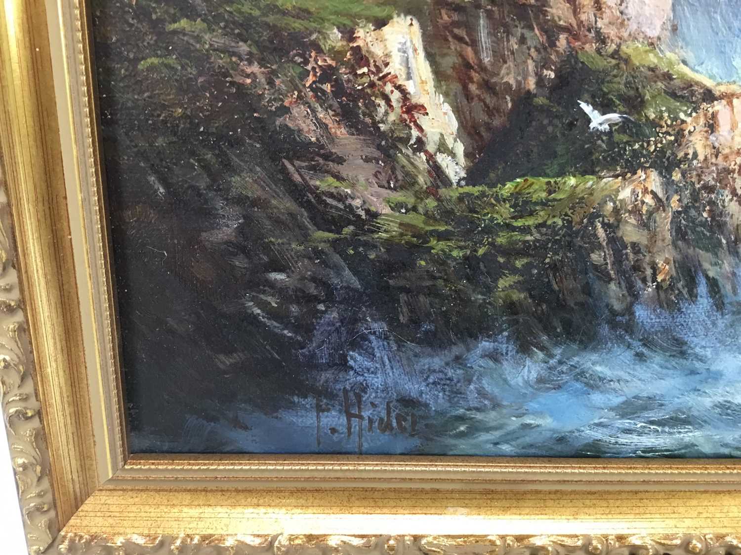 Frank Hider (1861 - 1933) oil on canvas - near Land's End, signed, also inscribed verso - Image 6 of 9