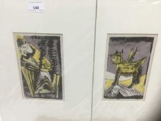 Robert Colquhoun, pair of lithographs from Poems of Sleep and Dream, mounted, 19cm x 12cm