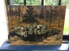 Oil on board painting of a forest, possibly Canadian school, signed Coupland lower right