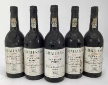 Port - five bottles, Graham's 1977, bottled 1979