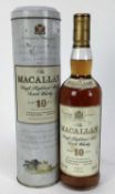 Whisky - one bottle, The Macallan, 10 year old single malt whisky, 40%, 70cl, in original tin tube