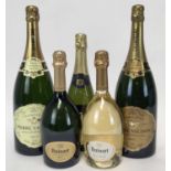 Champagne - five bottles, Pierre Vaudon 1995 (magnum), another NV, Ruinart and a bottle of Cava