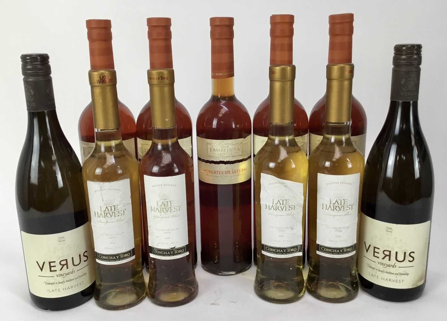 Wine - eleven bottles, Moscatel De Setubal, 17.5%, 75cl (6), Chilean late harvest Sauvignon Blanc (4
