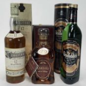 Whisky - three bottles, Cragganmore 12 year old single malt, Cardu 12 year old single malt and Glenf