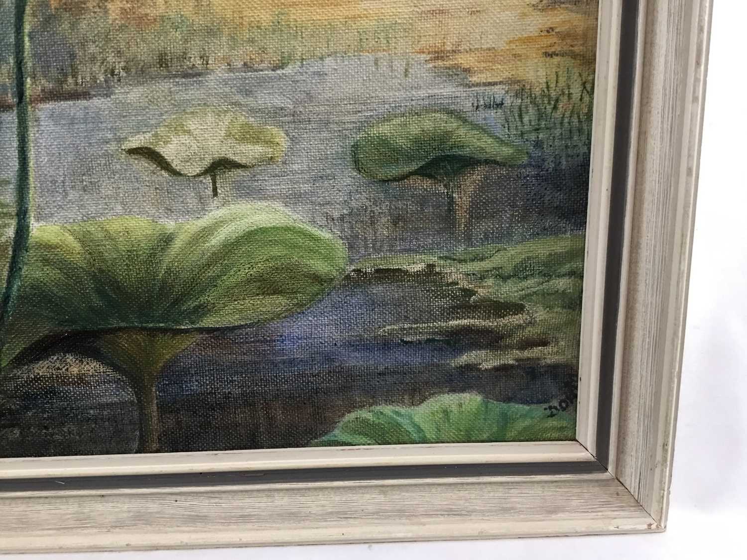 English School 20th century oil on canvas - waterlily in landscape, signed indistinctly lower right, - Image 2 of 4