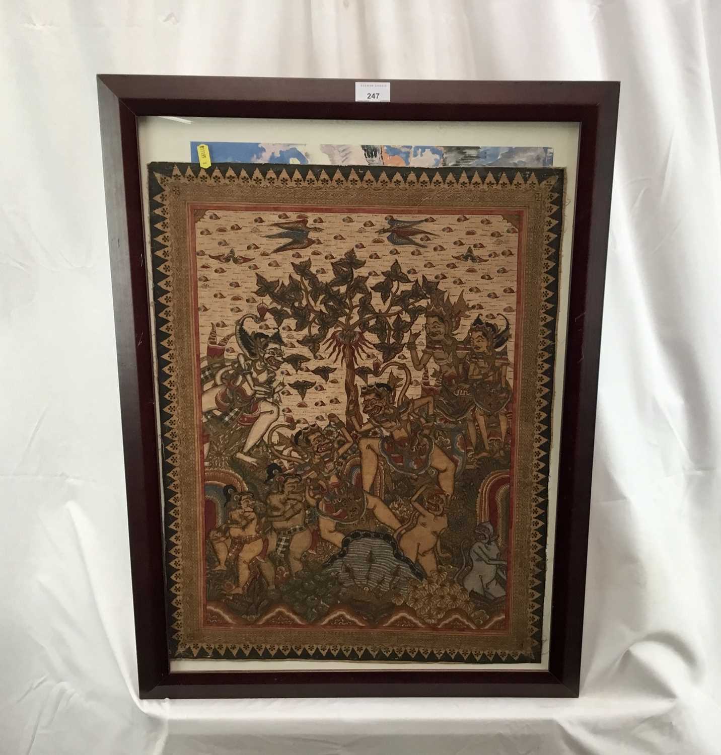 Balinese painting on cloth - 47cm x 63cm in temporary frame - Image 2 of 5