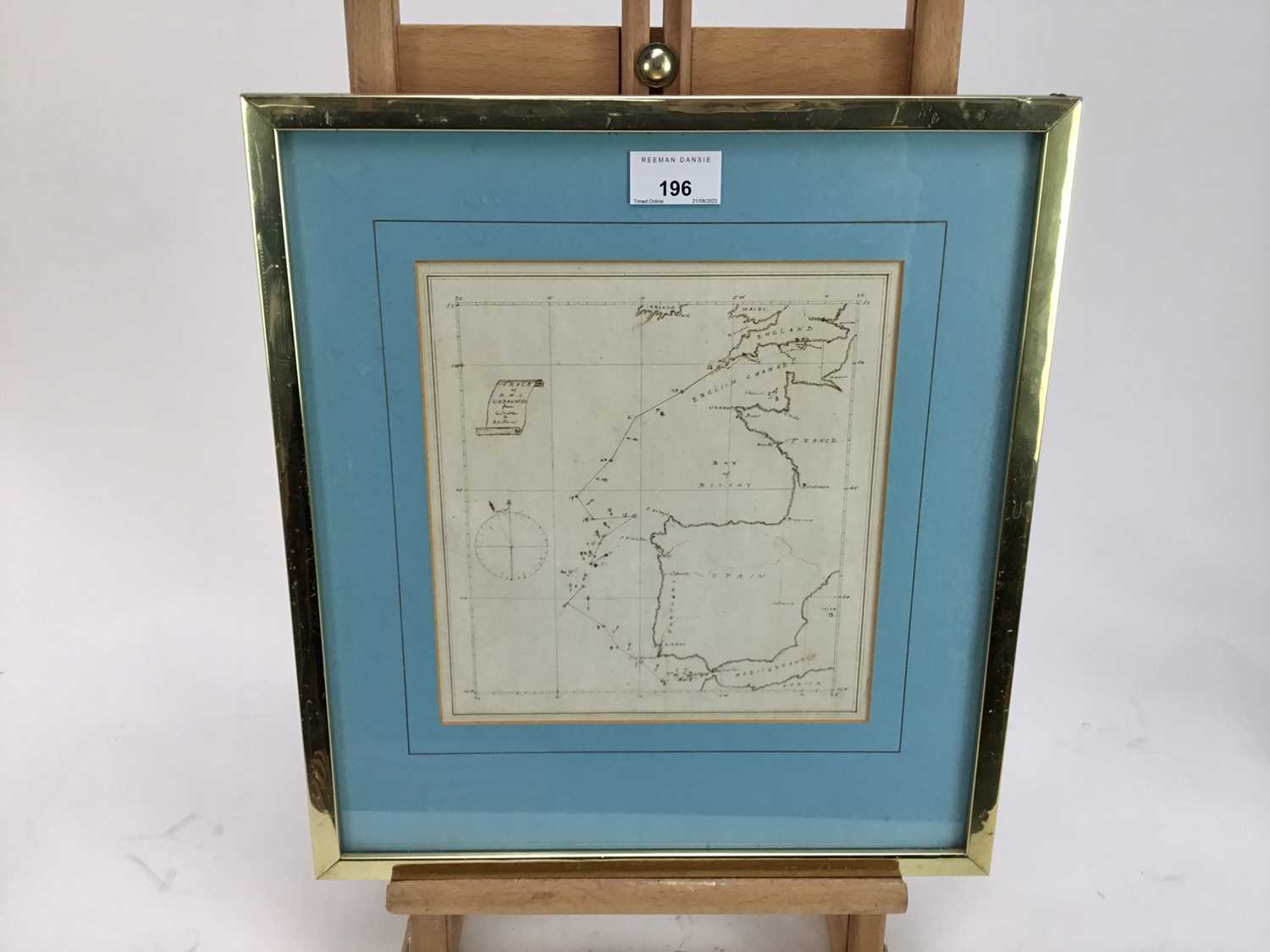 Lt. Robertson R.N., 1870s pen and ink map, 'Track of H.M.S. Undaunted from Gibraltar to Spithead', 2 - Image 6 of 7