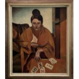 After Wyndham Lewis oil on board - The Fortune Teller, 49cm x 59cm, framed