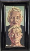 Martin Grover acrylic on board, two heads, signed and dated 1987