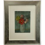 Peter McCarthy oil on paper - 'Mixed flowers in a vase', signed, titled verso, 23cm x 32cm, mounted