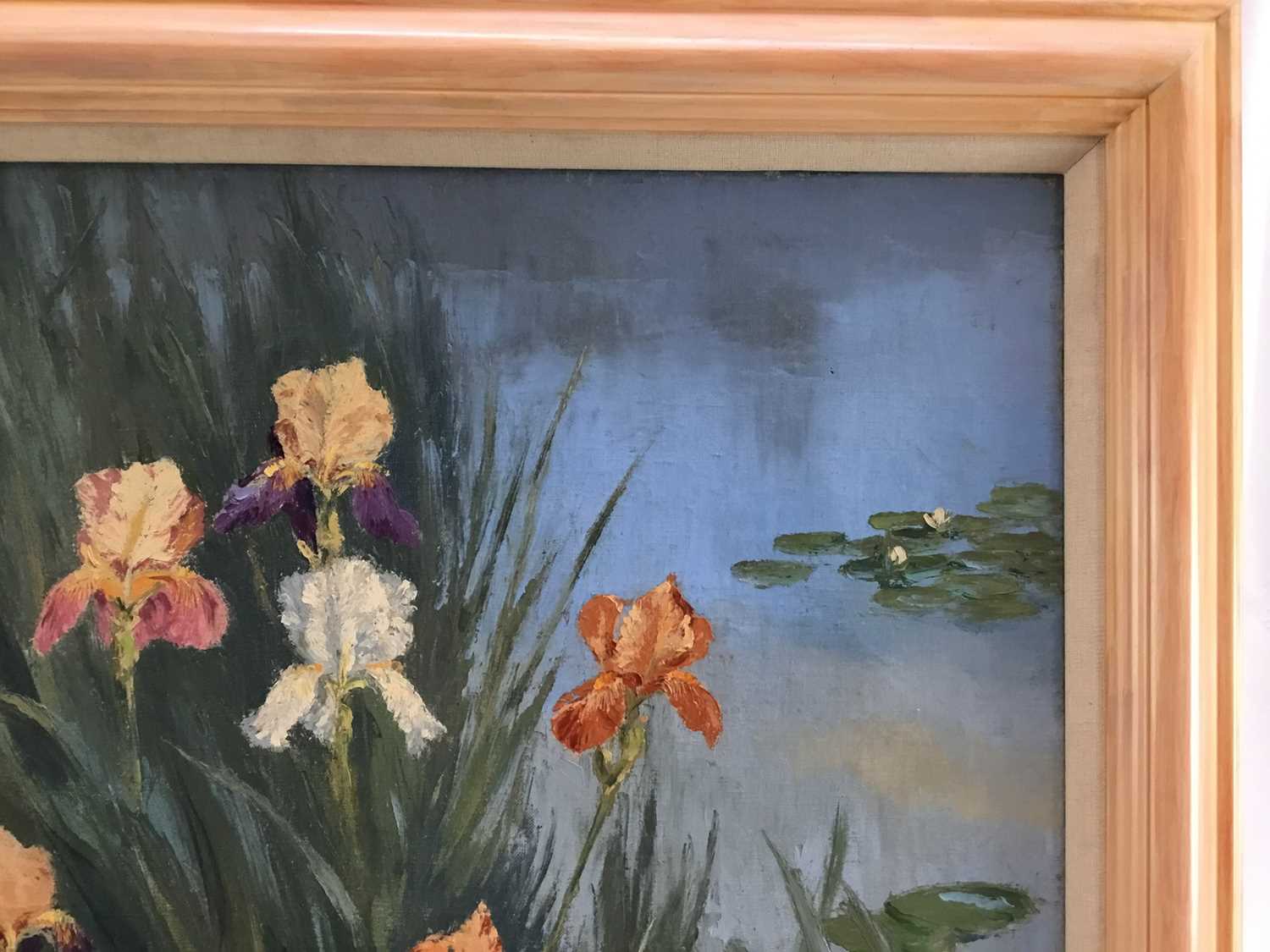 A. V. Coverley-Price (1901-1948) oil on canvas - 'Irises', signed and dated 1948, 55cm x 65cm, frame - Image 4 of 10