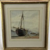 Two early 19th century English watercolours of figures and boats both indistinctly signed