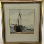 Two early 19th century English watercolours of figures and boats both indistinctly signed