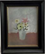 Peter McCarthy oil on paper - 'Mixed flowers in a vase', signed, 27cm x 36cm, in glazed black frame,
