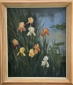 A. V. Coverley-Price (1901-1948) oil on canvas - 'Irises', signed and dated 1948, 55cm x 65cm, frame