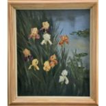 A. V. Coverley-Price (1901-1948) oil on canvas - 'Irises', signed and dated 1948, 55cm x 65cm, frame