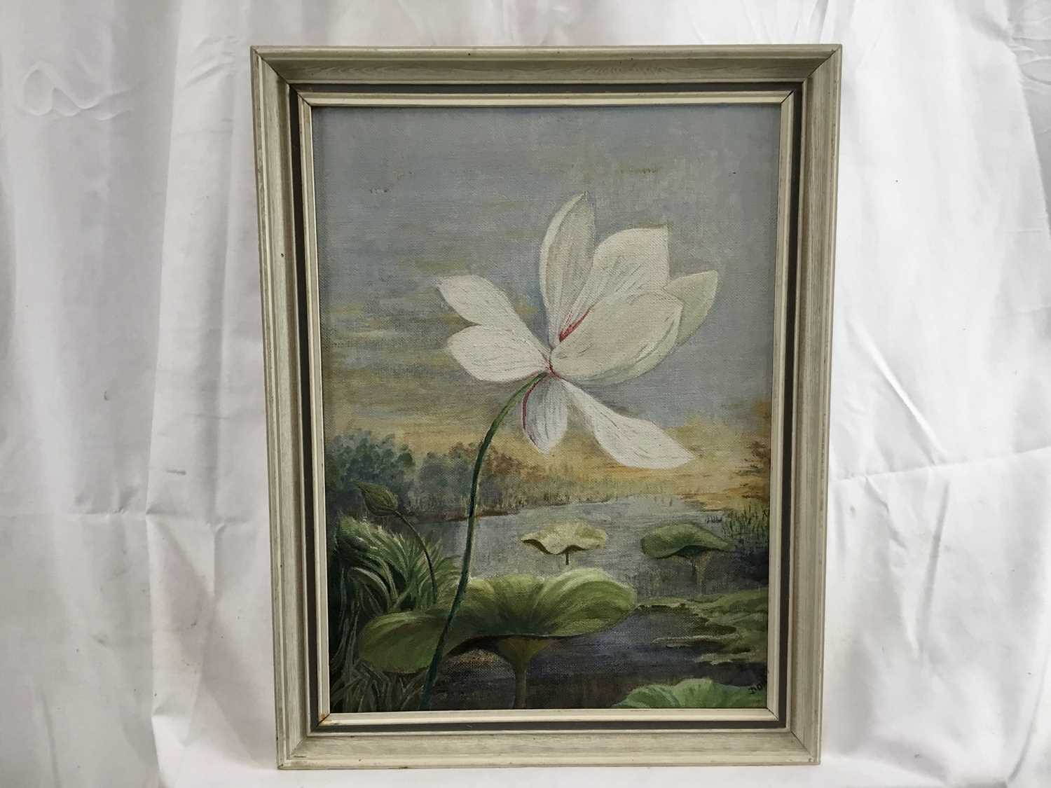 English School 20th century oil on canvas - waterlily in landscape, signed indistinctly lower right, - Image 4 of 4