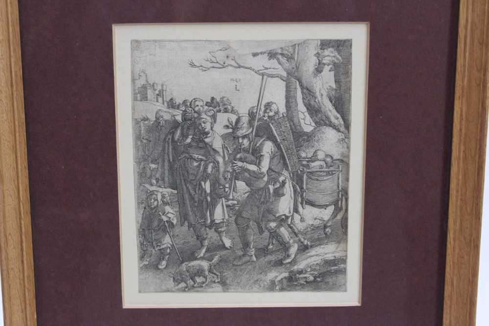 Lucas van Leyden 1484-1533 The Beggars (Eulenspiegel) 1520 or later etching engraving on laid paper - Image 2 of 7