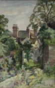 John R. Trout, watercolour - The Garden, Wentworth House, Braintree, signed and dated '46, 46cm x 29