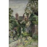 John R. Trout, watercolour - The Garden, Wentworth House, Braintree, signed and dated '46, 46cm x 29