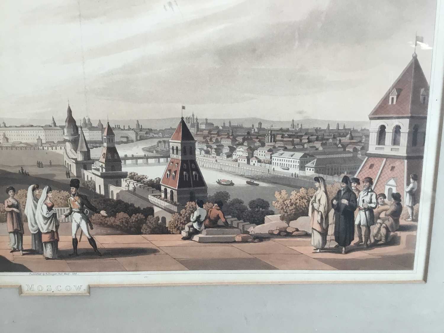 Early 19th century hand coloured aquatint - Moscow, published by R. Bowyer, Pall Mall, 1816, 30cm x - Image 9 of 10