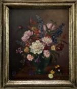 Attributed to Vernon de Beauvoir Ward (1905-1985) oil on canvas - still life of summer flowers, sign