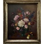 Attributed to Vernon de Beauvoir Ward (1905-1985) oil on canvas - still life of summer flowers, sign