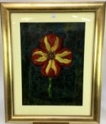 Peter McCarthy, mixed media on paper - Medieval Flower II, 58cm x 42cm, in glazed gilt frame