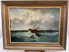 Continental School, oil on canvas, Marine scene, indistinctly signed and dated 1880