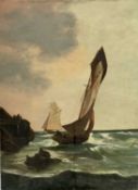 19th century English school oil on canvas- seascape, 69cm x 51cm