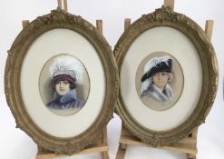 K Sherwood Mansbridge, pair of early 20th century watercolours depicting stylish ladies, signed, in