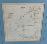 Lt. Robertson R.N., 1870s pen and ink map, 'Track of H.M.S. Undaunted from Gibraltar to Spithead', 2