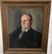Late 19th/early 20th century oil on canvas - portrait of a gentleman signed indistinctly top right