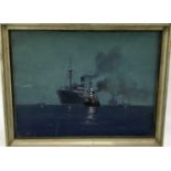 Schmidt, early 20th century gouache on paper - shipping scene at Laboe, signed