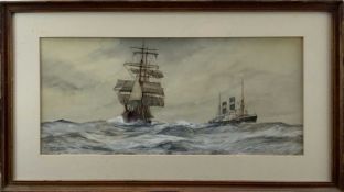 C. Hopkins watercolour, off Sandy Hook, signed inscribed and dated 1920.