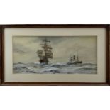 C. Hopkins watercolour, off Sandy Hook, signed inscribed and dated 1920.