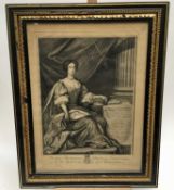 18th century black and white engraving - Sarah, Duchess of Somerset, in good gilt and ebonised frame