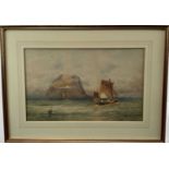 John Rock Jones (19th century) watercolour - Bass Rock shipping scene, signed and dated 1899, framed