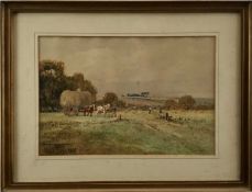 Thomas Pyne (1843-1935) watercolour - harvest scene, signed and dated 1895