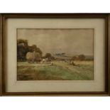 Thomas Pyne (1843-1935) watercolour - harvest scene, signed and dated 1895