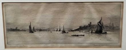 Frank Harding (early 20th century) signed pair of etchings - Harwich Harbour and Portsmouth