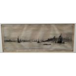 Frank Harding (early 20th century) signed pair of etchings - Harwich Harbour and Portsmouth